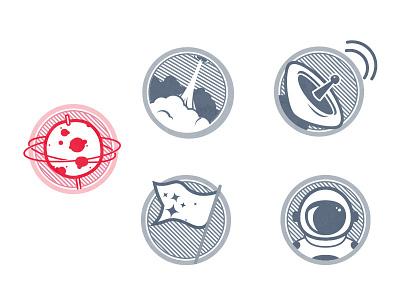 Spacecons application astronaut cosmonaut flag icons launch moon planet radar rocket space spationaut