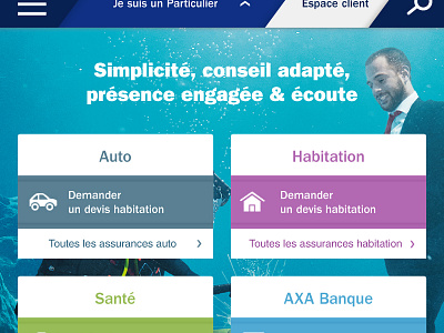 Axa MOBILE absolute homepage {#1} bank france insurance mobile responsive webdesign website