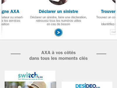 Axa MOBILE absolute homepage {#2} bank france insurance mobile responsive webdesign website