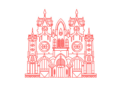 Castlevania church gothic illustration lines metal rock sketch vector