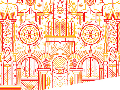 Castlevania {FINAL} castle church gothic illustration orange red stained glass vector yellow