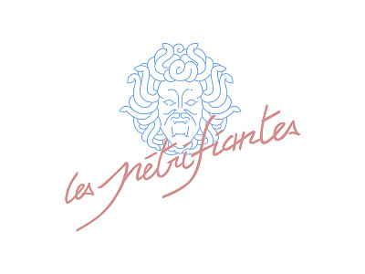 Les pétrifiantes / logo {final} blue calligraphy logo pink poster shop vector website