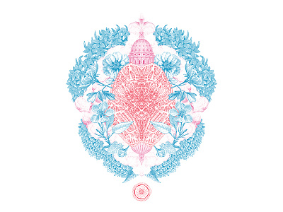 State of mind {WIP #4} cloud collage cyan flower leaf map pink red symetry