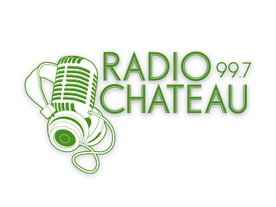 Radiochateau france green headphone identity logo make microphone over overhaul radio recast vector