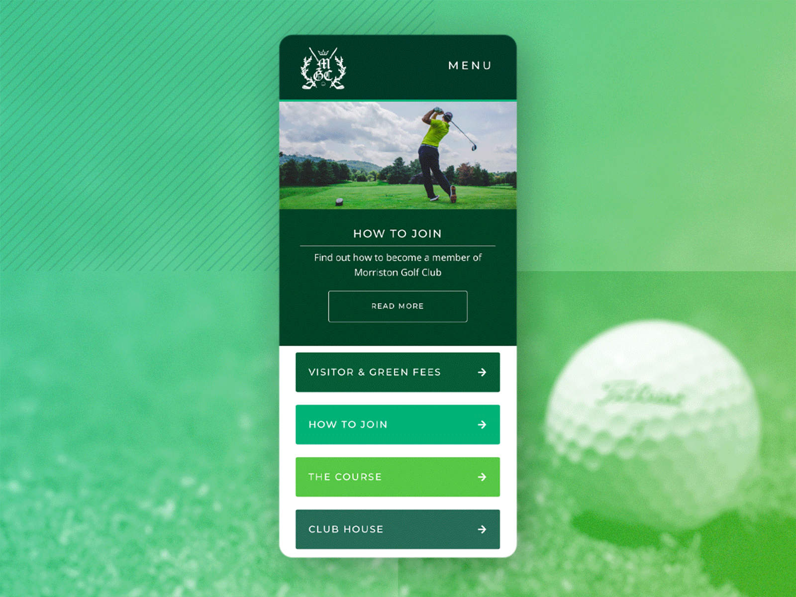 Morriston Golf Club Website Design