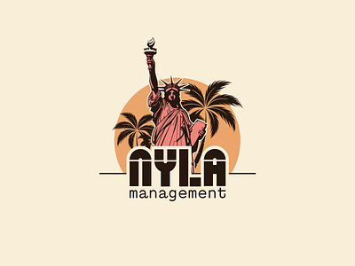 NYLA Management Brand Identity branding branding design design illustration logo logo design los angeles new york palm trees statue of liberty typography vector
