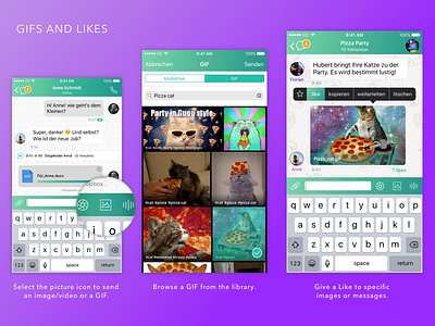 Gifs and Likes on Whatsapp app concept features gif like mobile redesign ui whatsapp