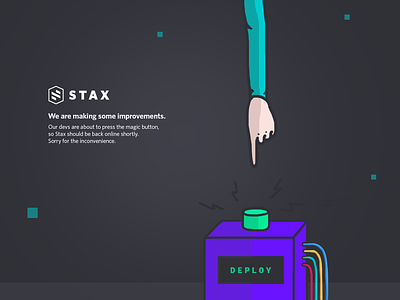 Stax maintenance page aws button cable cloud color computer deploy developer hand illustration maintenance page stax