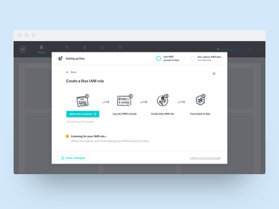 Stax Onboarding aws cloud illustration onboarding set up stax steps ui