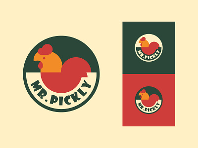 Pickle Brand - Mr. Pickly Logo Design branding chicken flat hen hot icon identity illustration logo logotype minimal mr. pickle spicy tasty vintage logo vintage logos