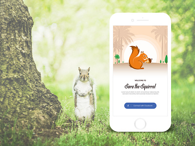 Sora The Squirrel Game UI Concept app color design flat game game app green icon illustration minimal nuts orange squirrel ui ux yellow