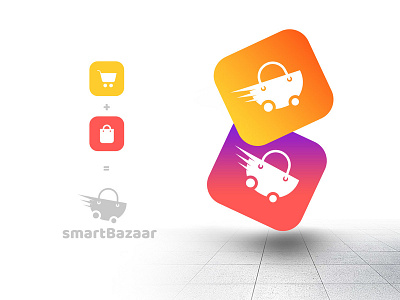 SmartBazaar logo concept branding color colorfull ecommerce flat icon illustration logo minimal onlinestore shopping typography vector yellow