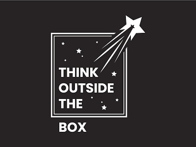 Think outside the box dark background design flat icon illustration minimal star type typogaphy vector