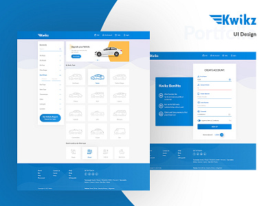 Kwikz - Home & Sign Up Screen buyers car color colorfull design flat logo minimal sellers suv type ui ux vehicles web website