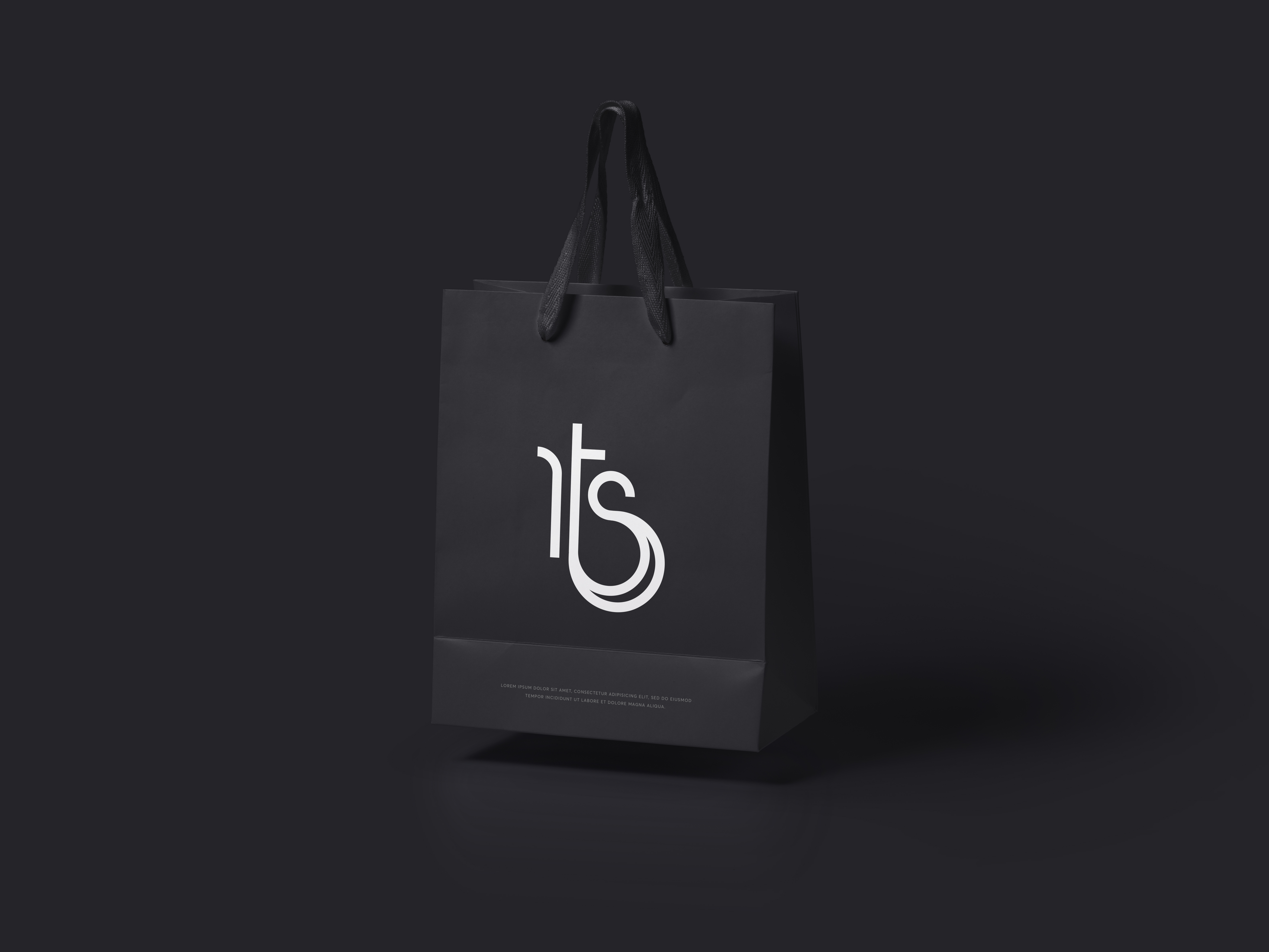 Trendystylize Illustration Logo Dark Shopping Bag Mockup By