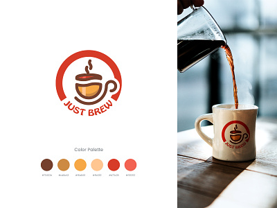 Just Brew Coffee clean coffee coffee cup coffee shop color color palette cool colors digitalghumti elegant icon illustration illustration logo logo logodesign logotype minimal typography vector