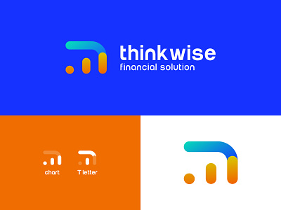 thinkwise financial logo bank branding chart color colorfull corporate customer service financial financial services flat icon illustration logo minimal solutions think ui vector