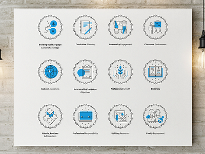 Ed-Tech Badges education icons learn line study