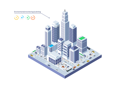 Smart City buidling cars data people skyscrapper town
