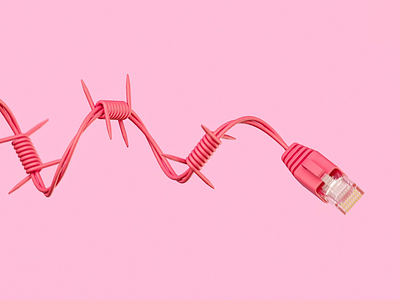 Free The Internet! 3d barbed wire internet loop looped metapolarism pink protest pun tech vibrant