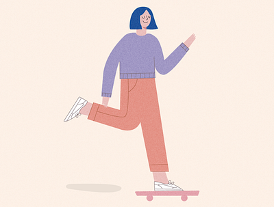 girl skateboarding colour girl illustration grainy illustration illustrator skater