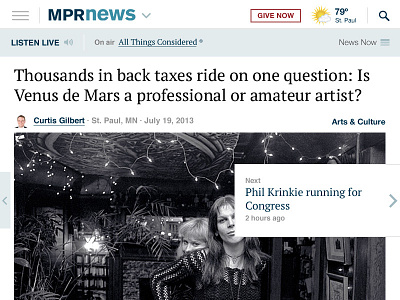 MPR News story page, tablet
