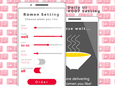 Daily UI #007 Settings - Ramen noodles