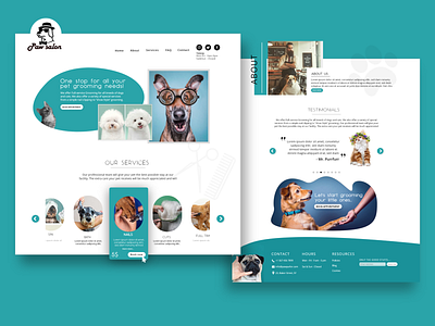 Paw Salon - A salon for pets cat dog pattern pet care ui web design website concept