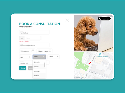 Appointment form application ui appoitment dog form design illustraion website concept