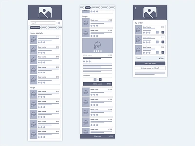 QR Cafe wireframes food mobile design mobile ui restaurant app wireflow wireframes wireframes design