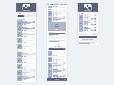 QR Cafe wireframes