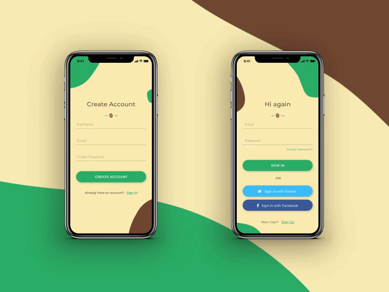 Daily Ui: Sign Up/In for Coffeepeas app