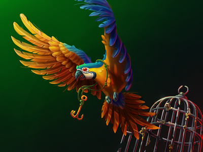Sea Monster's Parrot 🦜 2d art 2d illustration character design digital illustration game art game assets game illustration