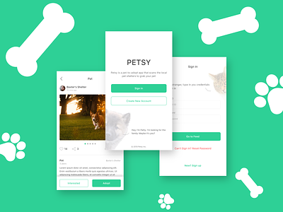 Petsy - Pet Adoption App app ui appdesign mobile app design mobile ui uidesign uiuxdesigner uxdesign