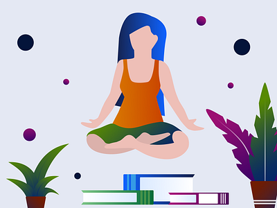 Relaxing at home document girl gradient illustration people relax vector yoga