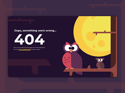 404 404 404 error 404 page forest illustration owls ui