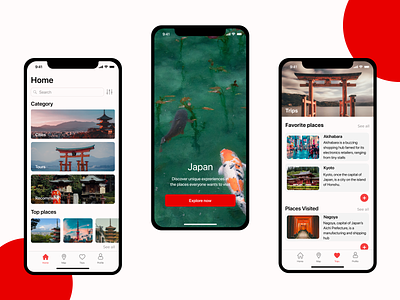 Japan Travel Mobile App app design figma ios app ios app design iphone japan japanese minimal mobiledesign tour tourism travel travelapp travelling ui ux