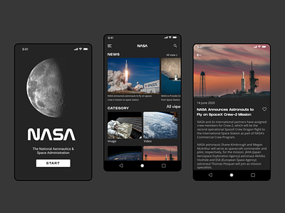 NASA App Design android android app design app application design figma figmadesign minimal mobiledesign redesign space ui ux webdesig