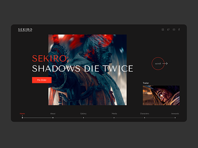 Sekiro: Shadows Die Twice | REDESIGN design figma figmadesign game gamedesign homepage landingpage minimal sekiro ui ux webdesign website