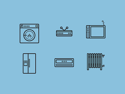 Amenities Icons amenities fridge house radiator tv washer