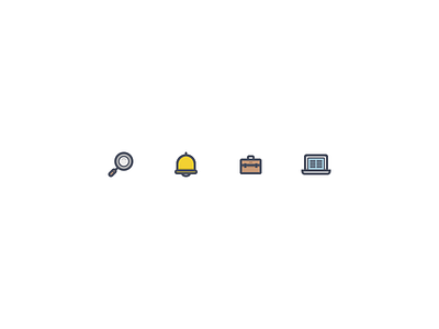 Detailed Icons bell briefcase icon illustration laptop search