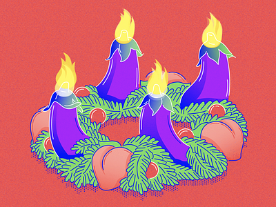 Merry X-MAS ass christmas eggplant emoji family fire holidays merrychristmas minimal peach penis sex tinder vector