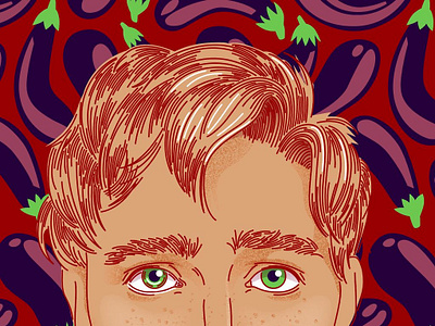 Eggplant portrait colors crosshatching drawing eggplant eyes face illustration illustrator lines male minimal music pattern portrait portrait art texture vector vegetables