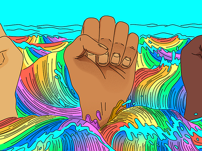 PRIDE art color colors crosshatching design drawing fist gay gay pride hamburg illustration lgbtq lines minimal pattern poc queer rainbow revolution texture