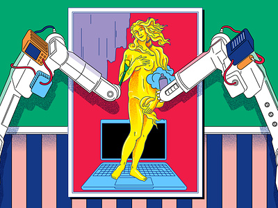 Venus ai conceptual conceptual art editorial illustration illustrator lines minimal pattern robots technology texture vector venus