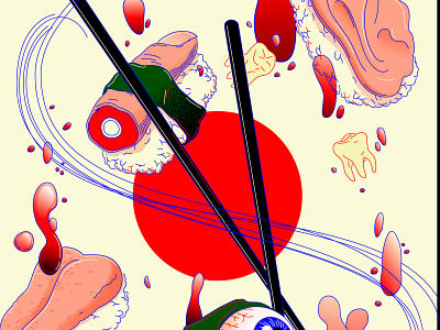 Cannibal Sushi art cannibalism colors flag hamburg icon illustration illustrator japan lines minimal sushi sushi roll vector