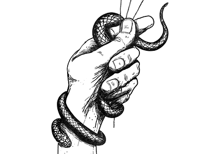 Snake snake hand ink