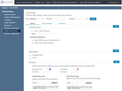 Configuration Page for a Study design ui ux