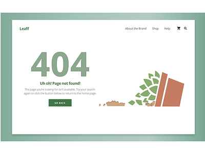 Leaff - 404 branding design design challenge flat illustration minimal ui ux website