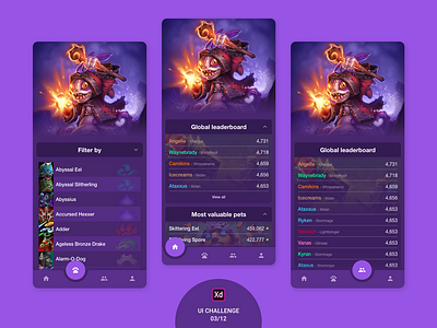 Xd Challenge 03 app purple redesign rework ui warcraft wow